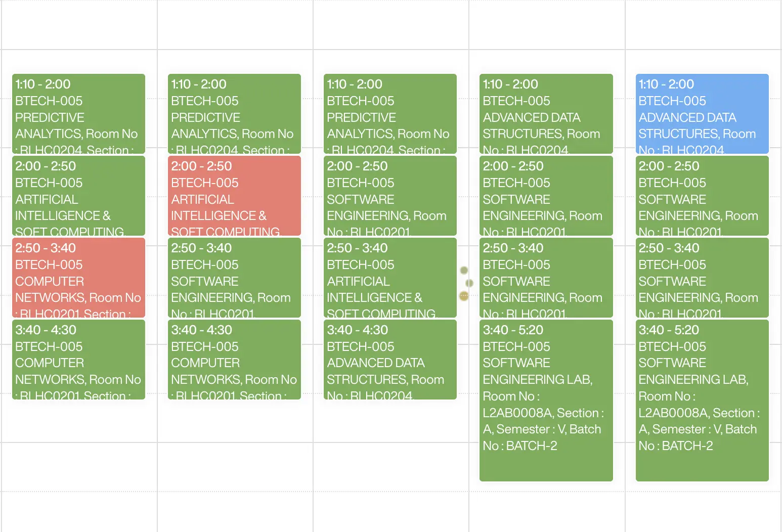 Timetable Feature